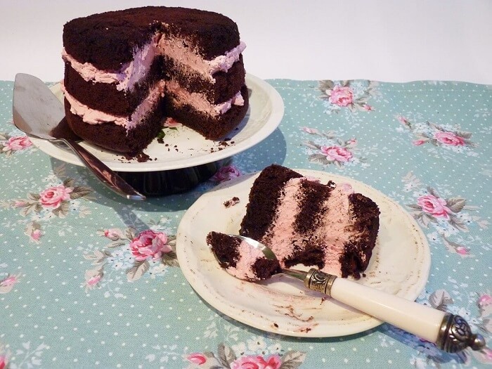 Tarta de chocolate y frambuesa