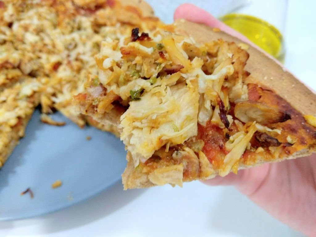 pizza de espelta con pollo